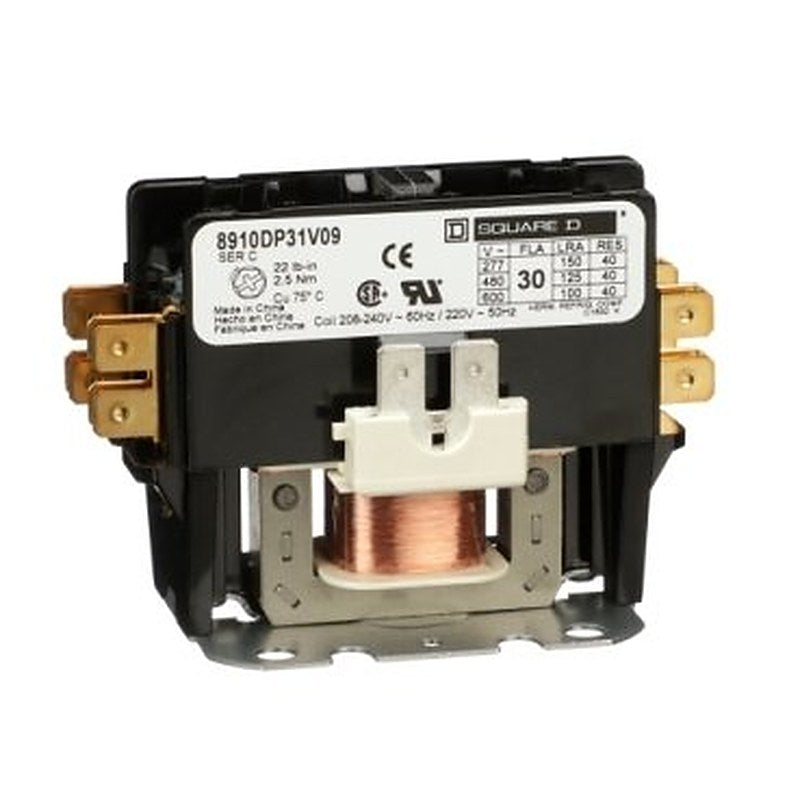 Contactor, Definite Purpose, 30A, 1 pole, 208/240VAC 60Hz 220VAC 50Hz coil, open (Contactor Definite Purpose) is a Schneider Electric product. Designed for reliable performance and long service life. Available across Iraq — contact us for pricing and delivery options.