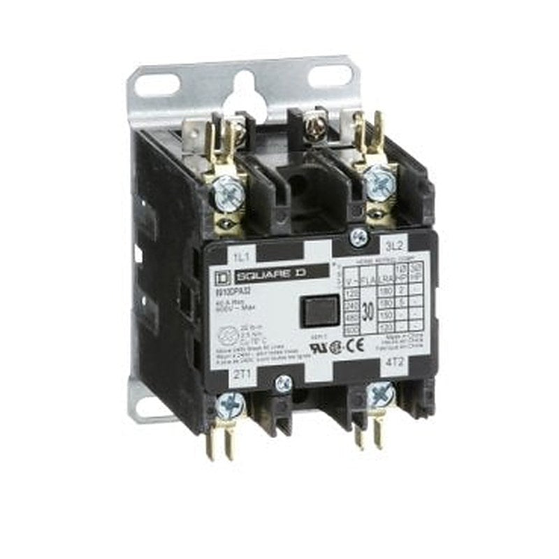 Contactor, Definite Purpose, 30A, 2 pole, 5HP at 230VAC, 1 phase, 277VAC 60Hz coil, open (Contactor Definite Purpose) is a Schneider Electric product. Designed for reliable performance and long service life. Available across Iraq — contact us for pricing and delivery options.