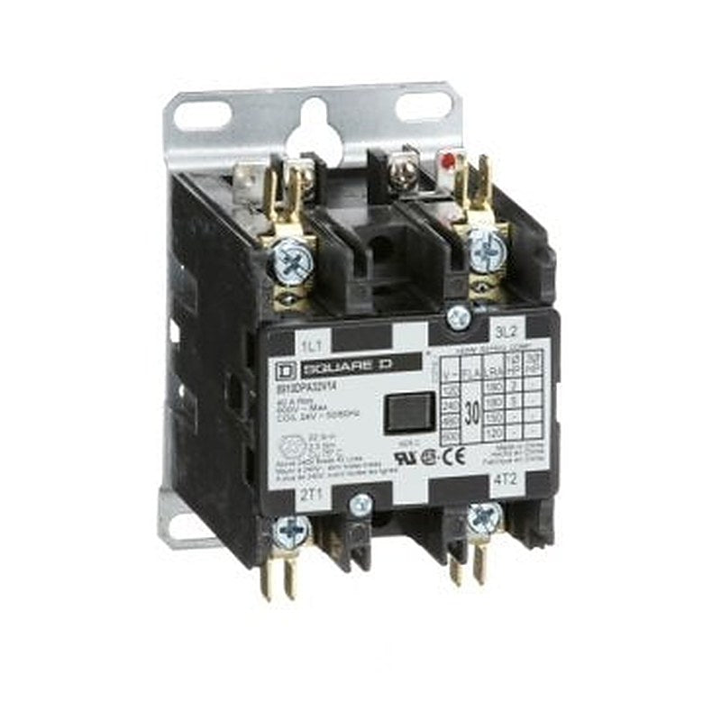 Contactor, Definite Purpose, 30A, 2 pole, 5HP at 230VAC, 1 phase, 24VAC coil at 50/60Hz, open (Contactor Definite Purpose) is a Schneider Electric product. Designed for reliable performance and long service life. Available across Iraq — contact us for pricing and delivery options.
