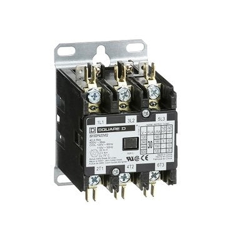 Contactor, Definite Purpose, 30A, 3 pole, 20HP at 575VAC, 3 phase, 110/120VAC 50/60Hz coil, pressure wire connector (Contactor Definite Purpose) is a Schneider Electric product. Designed for reliable performance and long service life. Available across Iraq — contact us for pricing and delivery options.