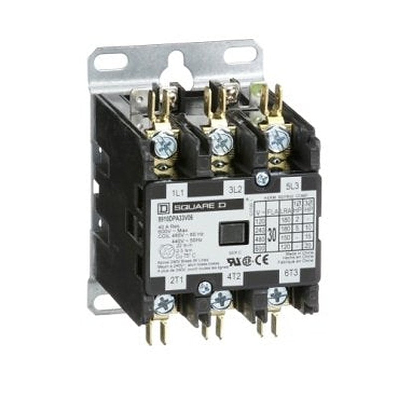 Contactor, Definite Purpose, 30A, 3 pole, 20HP at 575VAC, 3 phase, 440/480VAC 50/60Hz coil, open (Contactor Definite Purpose) is a Schneider Electric product. Designed for reliable performance and long service life. Available across Iraq — contact us for pricing and delivery options.
