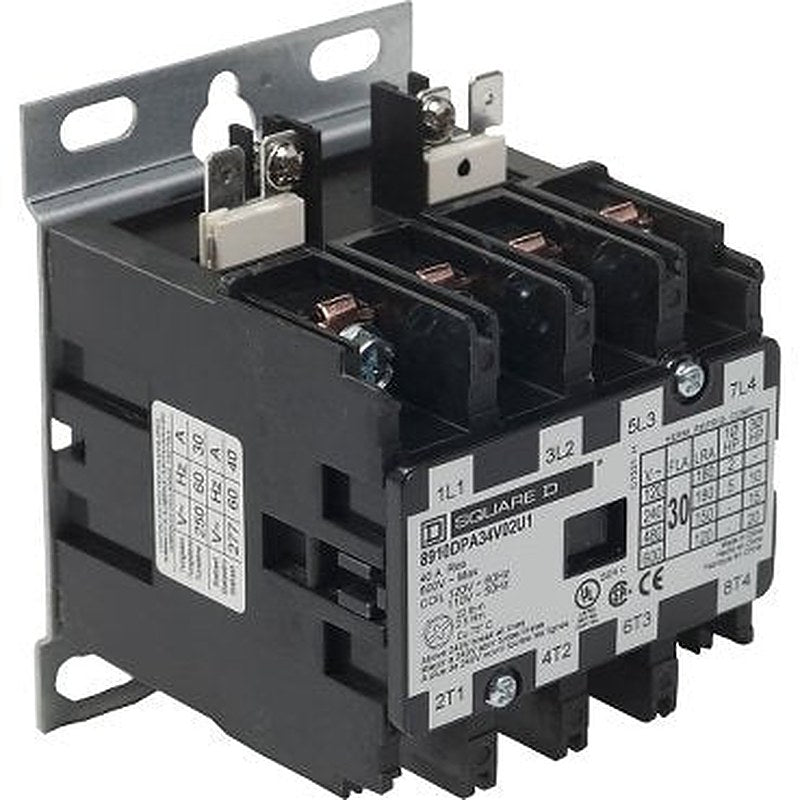 Contactor, Definite Purpose, 30A, 4 pole, 20HP at 575VAC, 3 phase, 110/120VAC 50/60Hz coil, open, UL Listed (Contactor Definite Purpose) is a Schneider Electric product. Designed for reliable performance and long service life. Available across Iraq — contact us for pricing and delivery options.