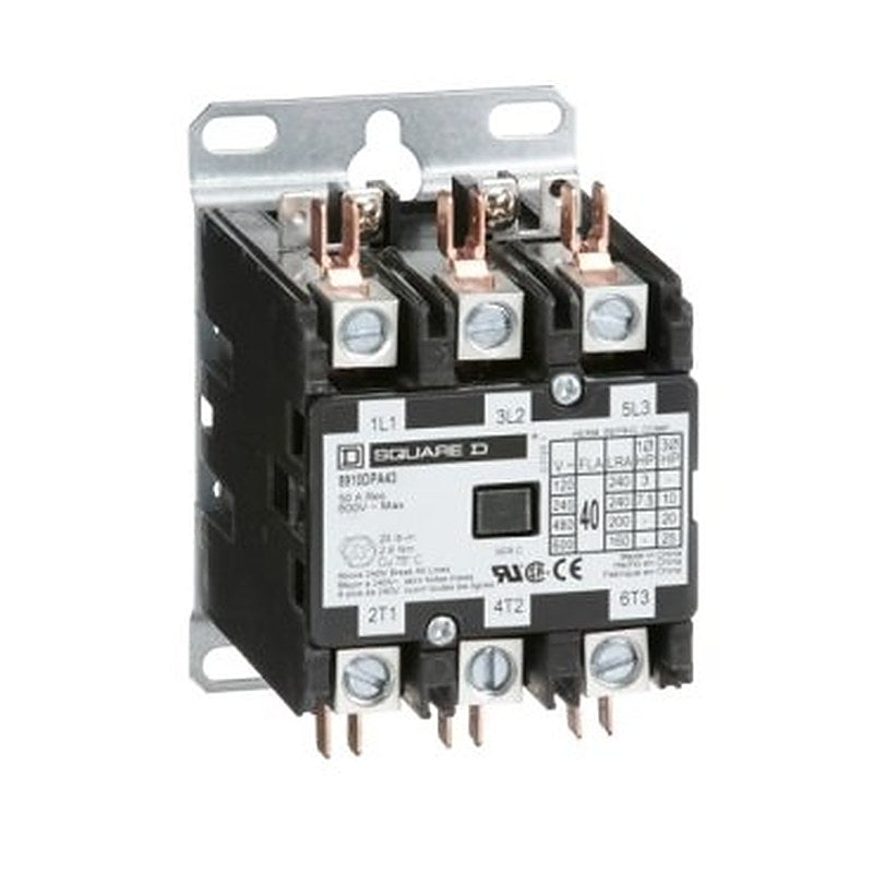 Contactor, Definite Purpose, 40A, 3 pole, 25HP at 575VAC, 3 phase, 380VAC 50Hz coil, open (Contactor Definite Purpose) is a Schneider Electric product. Designed for reliable performance and long service life. Available across Iraq — contact us for pricing and delivery options.