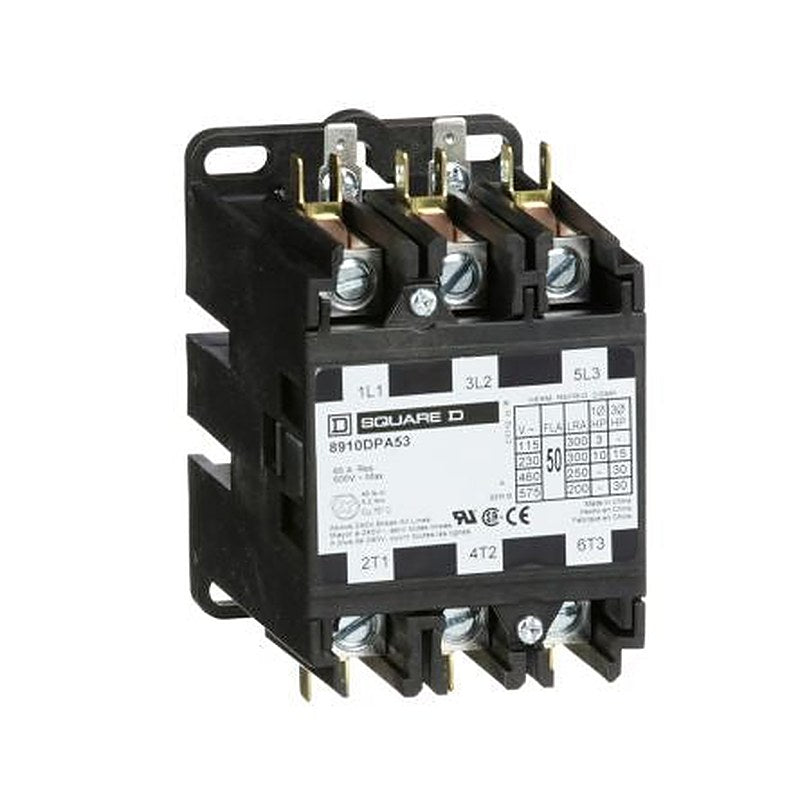 Schneider Electric DPA Contactor, 110V ac Coil, 3-Pole, 50 A 110V ac, 120 V ac, 3 NO, 600V ac