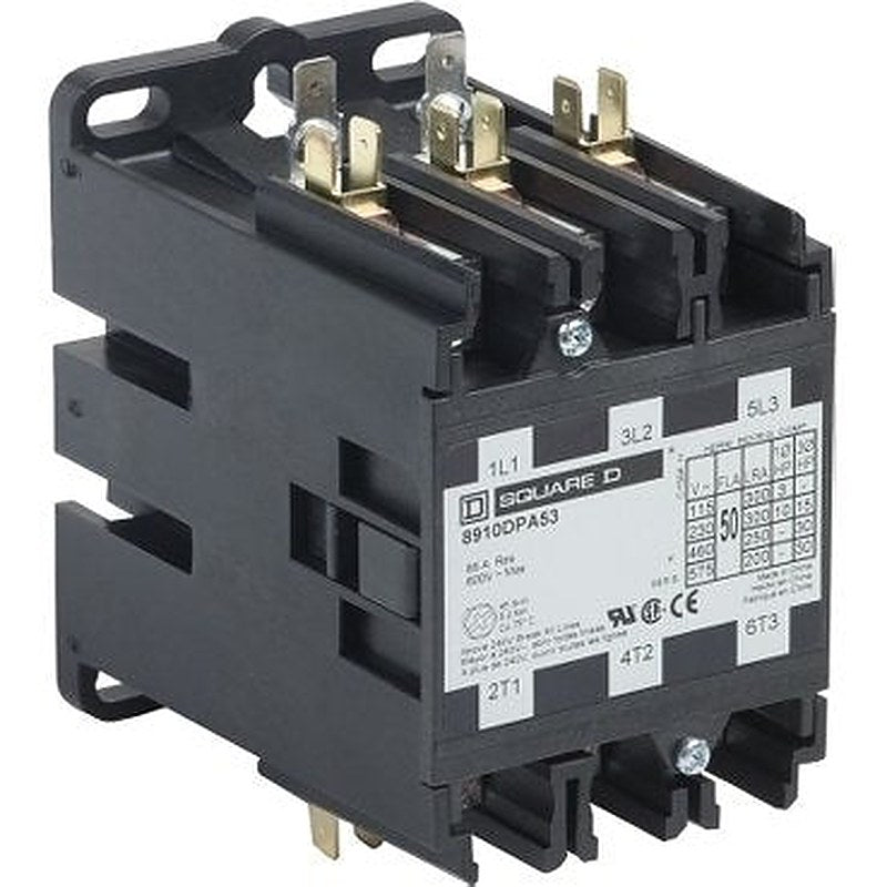 Contactor, Definite Purpose, 50A, 3 pole, 30HP at 575VAC, 3 phase, 110/120VAC 50/60Hz coil, with 60A Class J fuses (Contactor Definite Purpose) is a Schneider Electric product. Designed for reliable performance and long service life. Available across Iraq — contact us for pricing and delivery options.