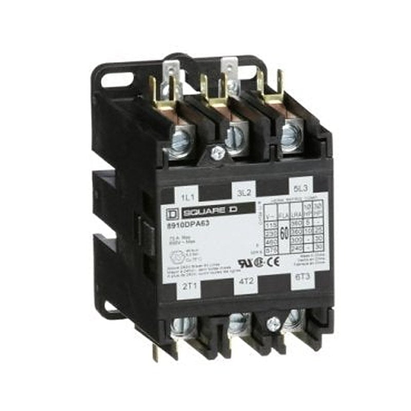 Contactor, Definite Purpose, 60A, 3 pole, 30HP at 575VAC, 3 phase, 208/240VAC 60Hz 220VAC 50Hz coil, open (Contactor Definite Purpose) is a Schneider Electric product. Designed for reliable performance and long service life. Available across Iraq — contact us for pricing and delivery options.