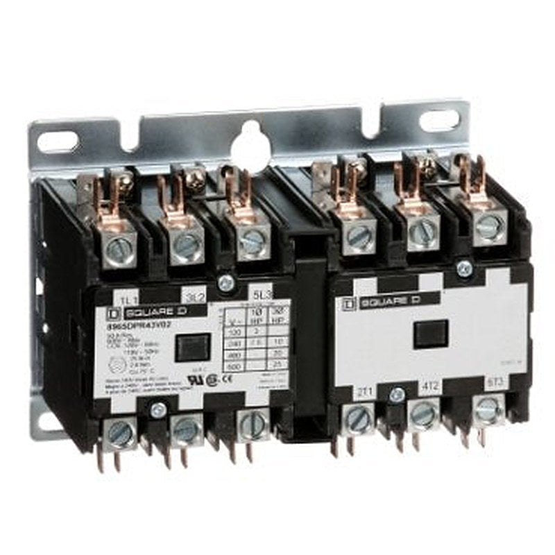 Reversing Hoist Contactor, 40A, 3 pole, 110/120VAC 50/60Hz coil, open style (Reversing Hoist Contactor 40A) is a Schneider Electric product. Designed for reliable performance and long service life. Available across Iraq — contact us for pricing and delivery options.