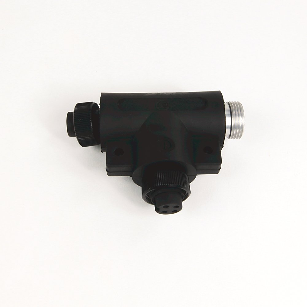 Trunk Tee Plug: Auxiliary Power, Parallel- 1 input port, 4 pins, 3 connector, Mini, Female to Male/Female, PUR, 4 meter, Keyway toward female, 4 meter