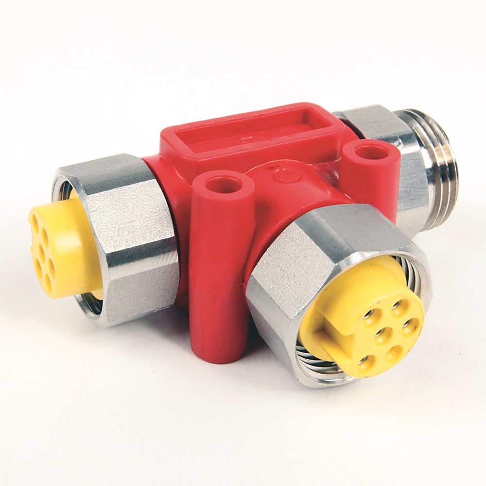 T-Port: Stainless, Controlled power, Series, 6 input Port, Red Overmold