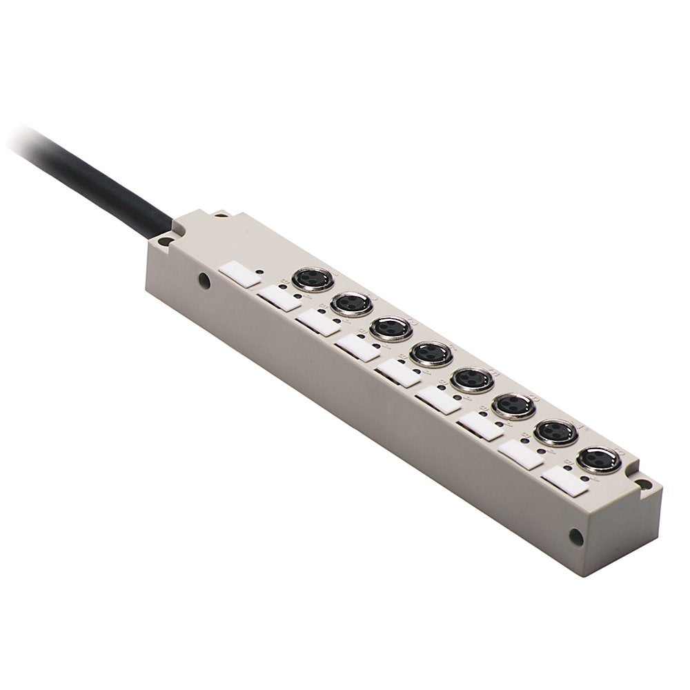 Distribution Box, Pico (M8), PNP LEDs, 4 Input Ports, Ports on top of box, DC Micro, 8 Pin Male QD Micro Main Connection