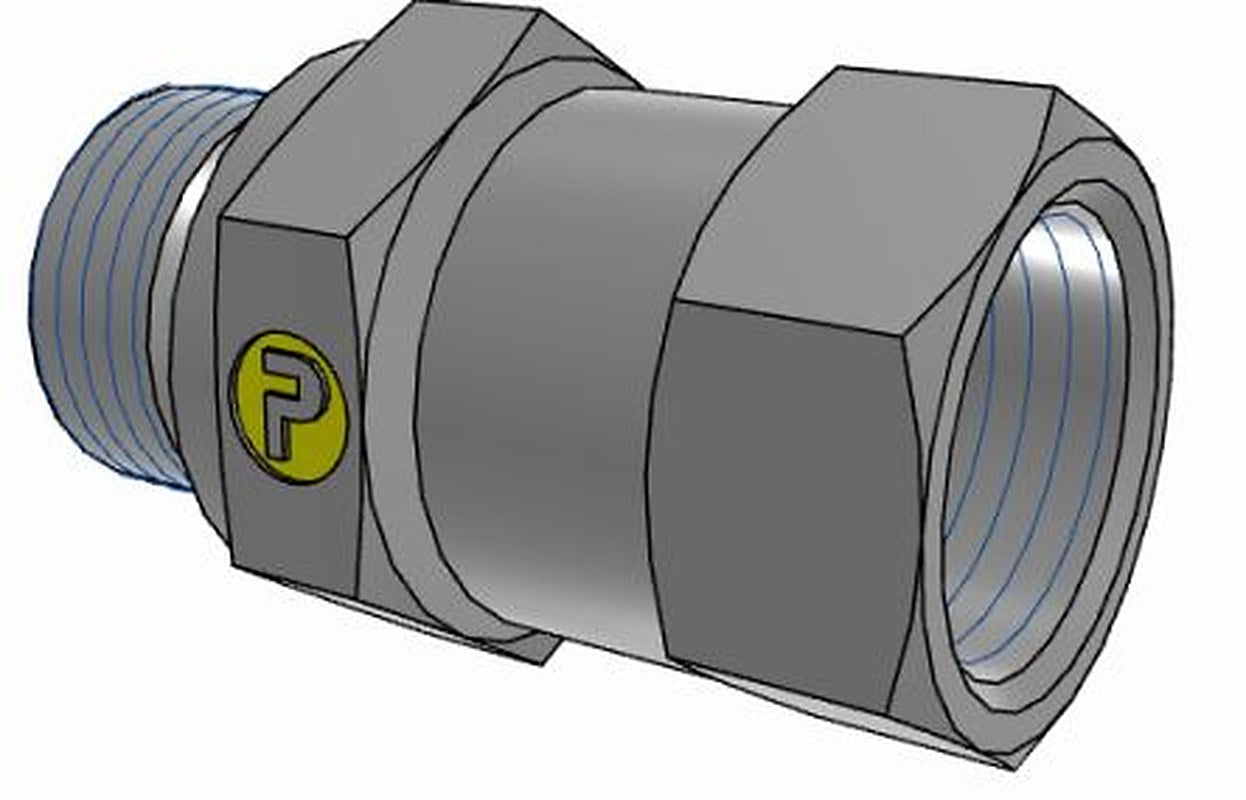 Parker 8M18F682EDMXS Hydraulic Fitting Male, 37 °, Steel, 18 mm Hose ID