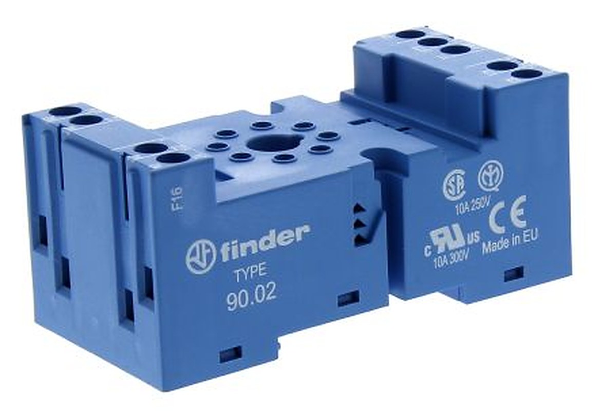 Finder 90 8 Way 250V ac DIN Rail Relay Socket, for use with 60.12