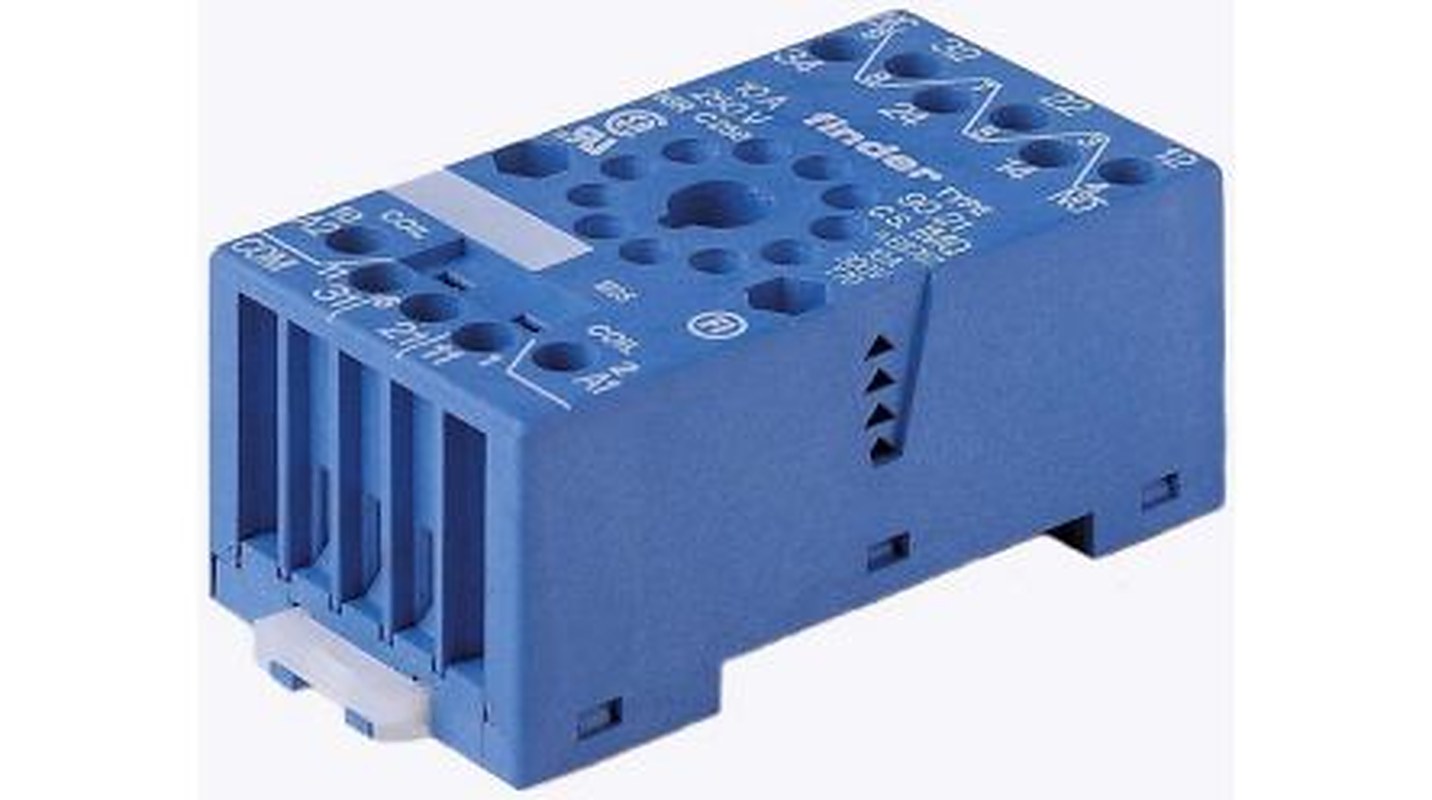 Finder 90 3 Way 250V DIN Rail Relay Socket, for use with 60.13 Relays