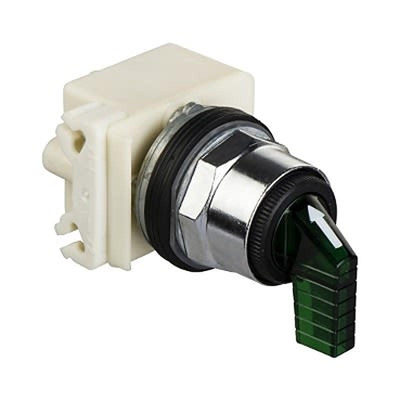 Schneider Electric Harmony 9001K Series 2 Position Illuminated Selector Switch Head, 30 mm Cutout, Green, IP66