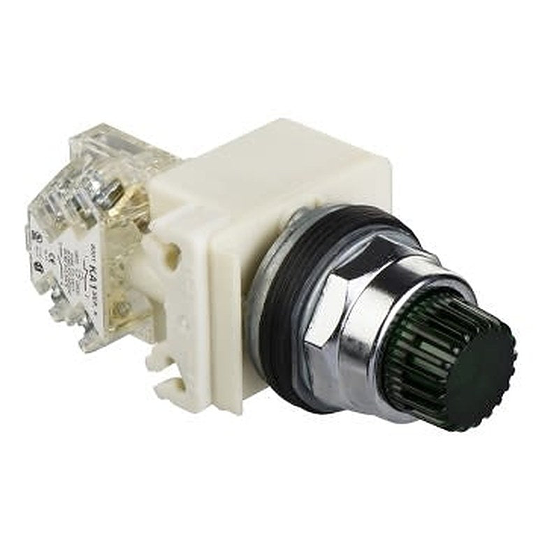 Schneider Electric Harmony 9001K Series Illuminated Push Button Switch, Spring Return, Panel, 30 mm Cutout, SPDT, Green