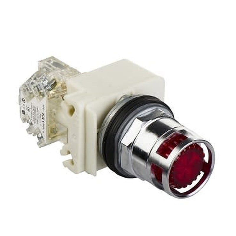 Schneider Electric Harmony 9001K Series Illuminated Push Button Switch, Spring Return, Panel, 30 mm Cutout, SPDT, Red