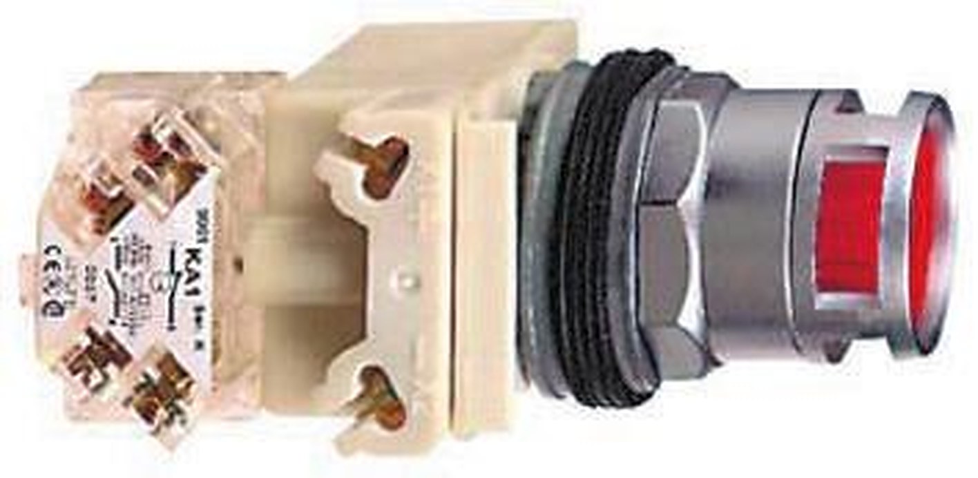 Schneider Electric Harmony 9001K Series Illuminated Push Button Switch, Spring Return, Panel, 30 mm Cutout, SPDT, Yellow