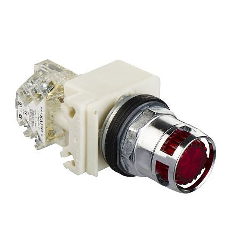 Schneider Electric Harmony Series Illuminated Push Button Switch, Spring Return, Panel, 30 mm Cutout, SPDT, Red LED,