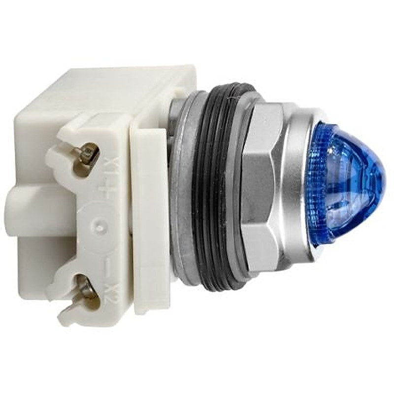 Schneider Electric, 9001K, Flush Blue High Power LED Pilot Light, 30 mm Cutout, IP66, Round, 120V