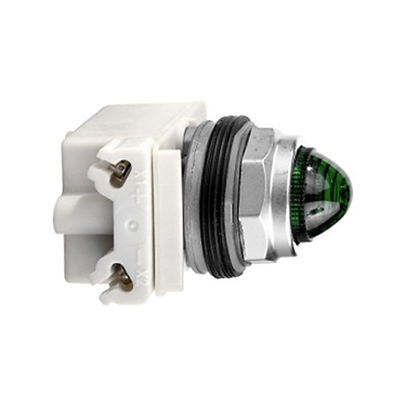 Schneider Electric, Harmony 9001K, Panel Mount Green LED Pilot Light, 30 mm Cutout, IP66, Dome, 48V