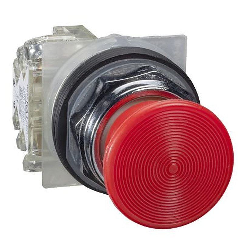 Schneider Electric Harmony 9001K Series Illuminated Push Button Switch, Spring Return, 30 mm Cutout, 1 CO, Red LED,