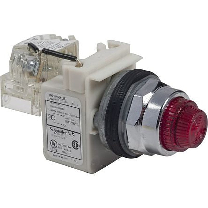 Schneider Electric 9001K Series Push Button Switch, Spring Return, Panel, 30 mm Cutout, 1 NC 600 V ac