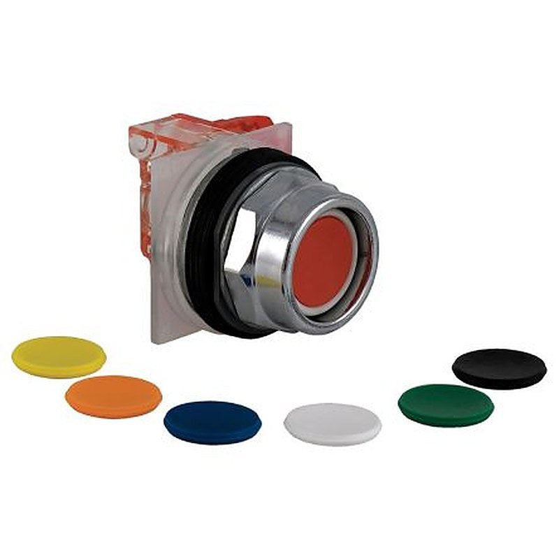Schneider Electric Harmony 9001K Series Illuminated Push Button Switch, Spring Return, 30 mm Cutout, 1 CO, Black, Blue,