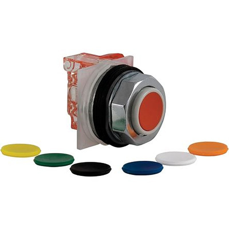 Schneider Electric Harmony 9001K Series Illuminated Push Button Switch, Spring Return, 30 mm Cutout, 1 CO, Black, Blue,