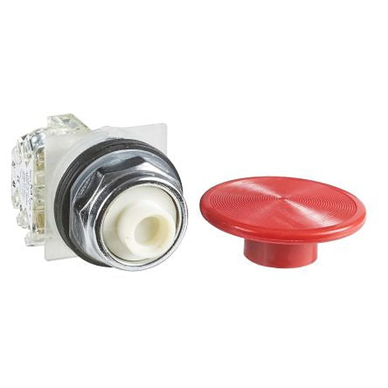 Schneider Electric 9001K Series Push Button Switch, Spring Return, Panel, 30 mm Cutout, 1 NC, Red LED, IP66 600 V ac