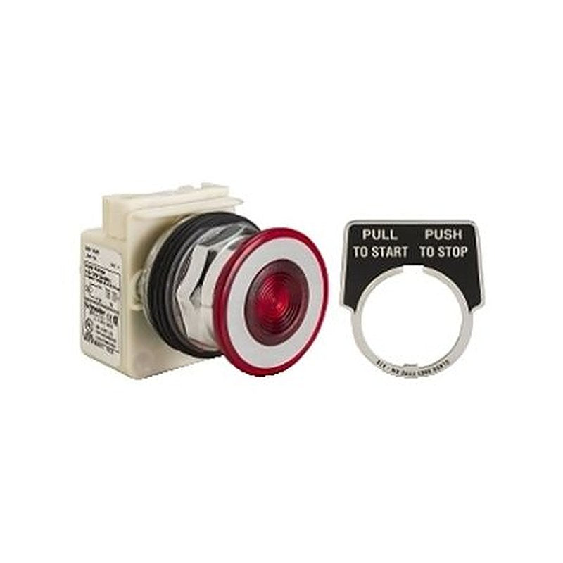 Schneider Electric Harmony 9001K Series Illuminated Push Button Switch, SMP Polymer, Panel, 30 mm Cutout, Red LED, IP66