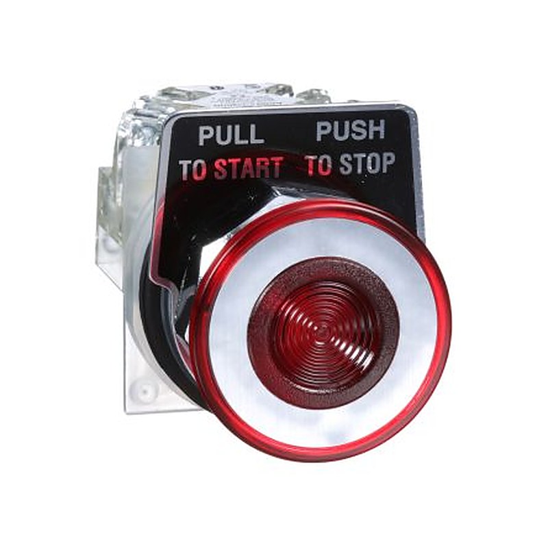 Schneider Electric Harmony Series Illuminated Push Button Switch, SMP Polymer, 30 mm Cutout, 1 CO, Red LED, IP66, 125 V