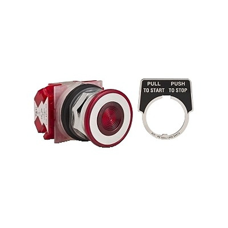 Schneider Electric Harmony 9001K Series Pushbutton, Push-Push, Panel Mount, 30 mm Cutout, 2 NC, Red LED, IP66, 600 V 600