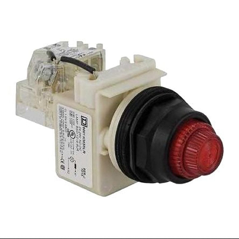 Schneider Electric, 9001K, Panel Mount Red LED Pilot Light Complete Unit, 30 mm Cutout, IP66, Round, 28V