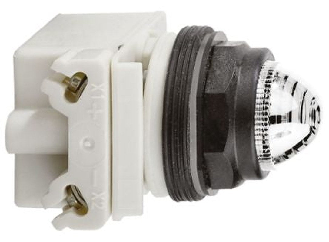 Schneider Electric, Harmony 9001SK, Panel Mount White LED Pilot Light, 30 mm Cutout, IP66, Round, 24V ac/dc