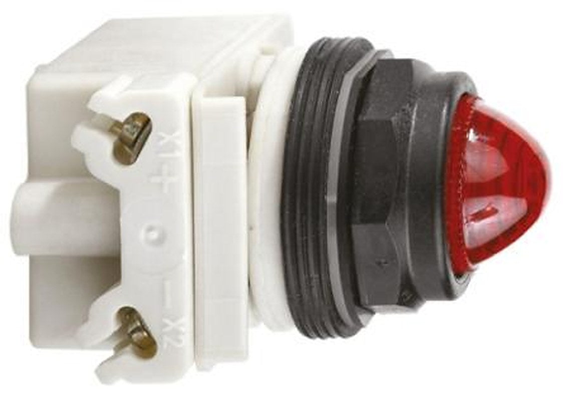 Schneider Electric, Harmony 9001SK, Panel Mount Red LED Pilot Light, 30 mm Cutout, IP66, Round, 120V ac/dc