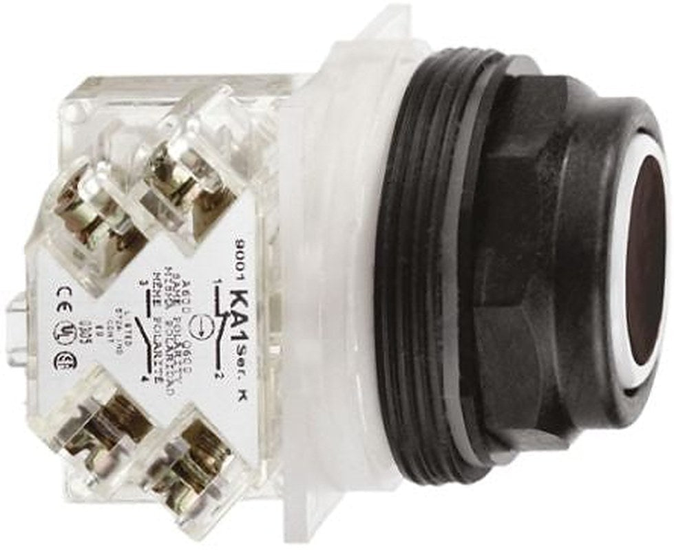 Schneider Electric Harmony 9001SK Series Push Button Switch, Spring Return, Panel, 30 mm Cutout, SPST, Black LED, IP66