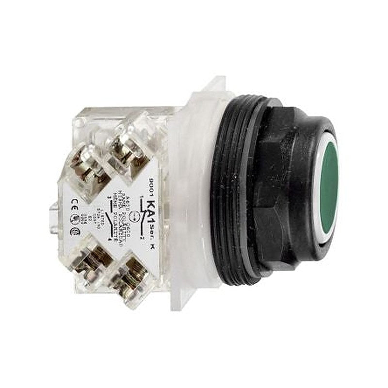 Schneider Electric 9001SK Series Push Button Switch, Spring Return, Panel, 30 mm Cutout, 1 NO, Red LED, IP66 600 V ac