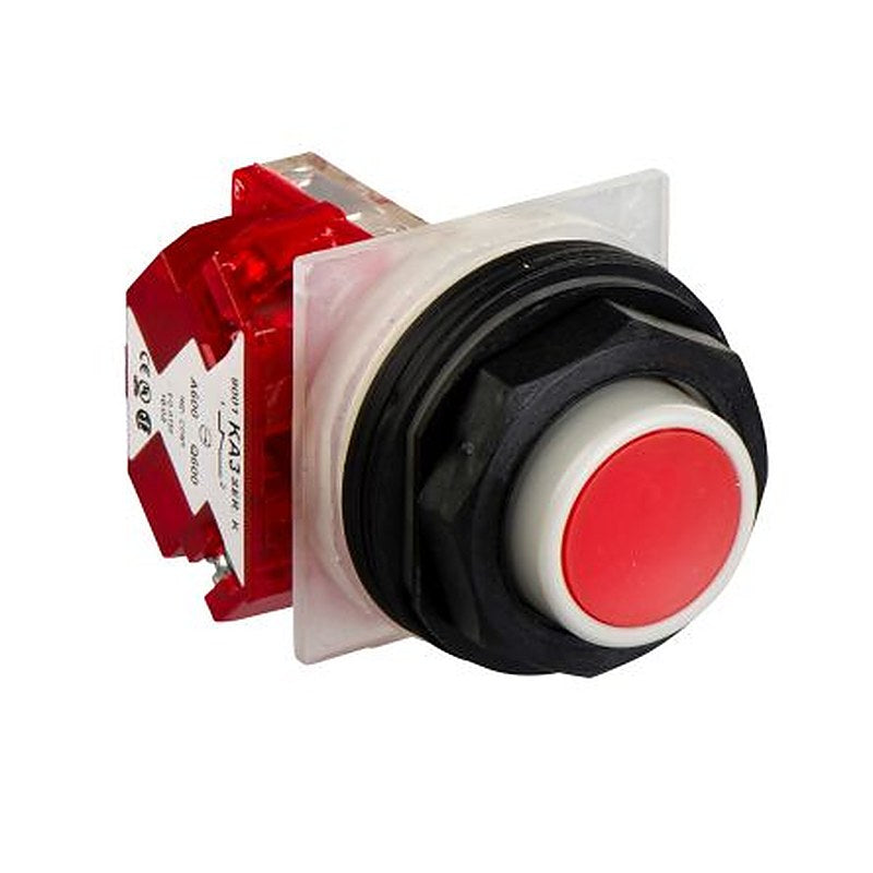 Schneider Electric Harmony Series Illuminated Push Button Switch, Spring Return, Panel, 30 mm Cutout, SPST, Red LED,