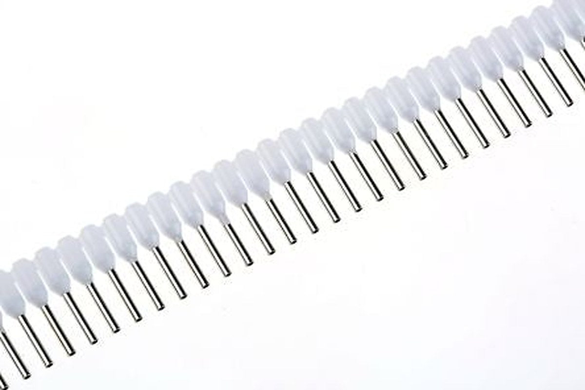 Weidmüller Insulated Crimp Bootlace Ferrule, 8 mm Pin Length, 1 mm Pin Diameter, White to 20 AWG Wire Size