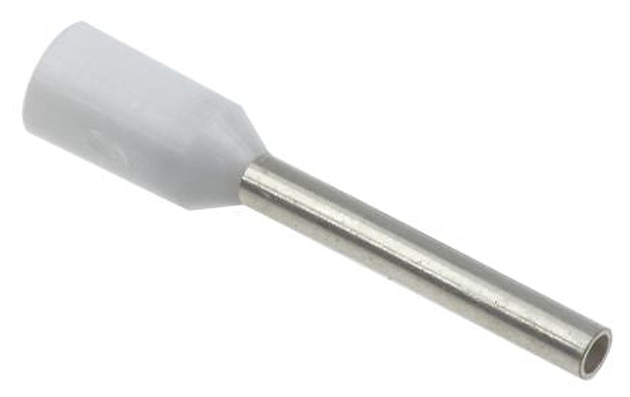 Weidmüller Insulated Crimp Bootlace Ferrule, 10 mm Pin Length, 1 mm Pin Diameter, White from 20 AWG to 20 AWG Wire Size