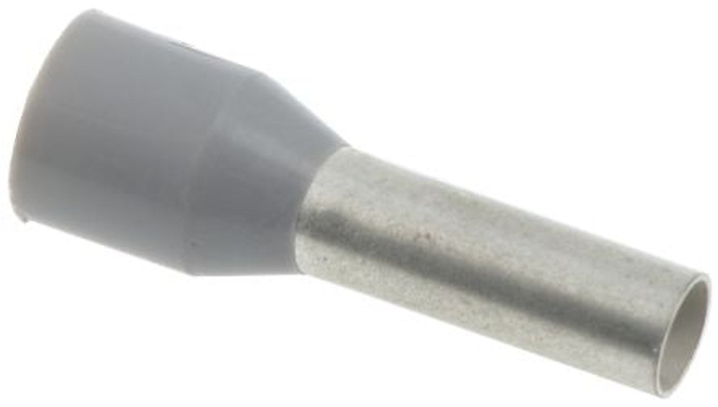 Weidmüller Insulated Crimp Bootlace Ferrule, 10 mm Pin Length, 2.8 mm Pin Diameter, Grey to 12 AWG Wire Size
