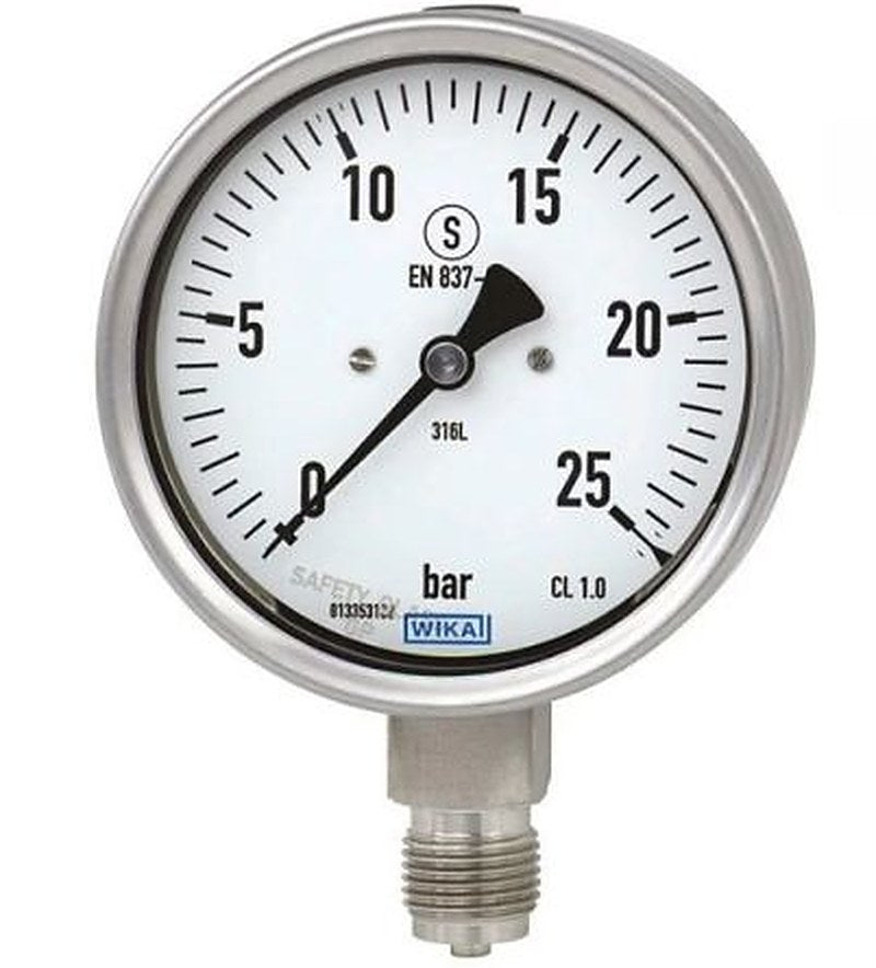 WIKA G 1/2 Process Pressure Gauge, 100 mm, 25 bar