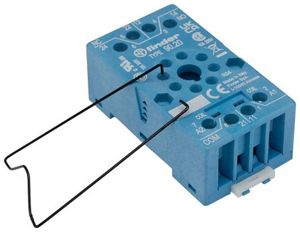 Finder 90 3 Way 250V DIN Rail, Plate Relay Socket, for use with 60.12 Series Relay