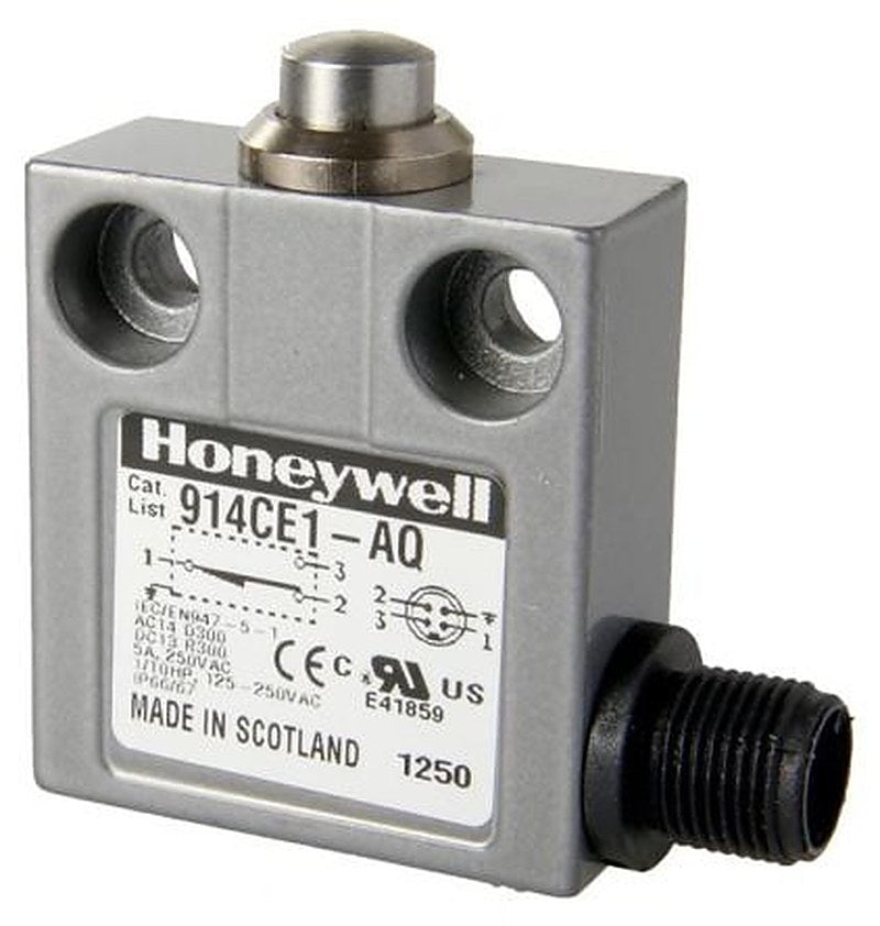 Honeywell 914CE Series Plunger Limit Switch, SPDT, IP68, IP67, IP66, Die Cast Zinc Housing, 250V ac, 5A