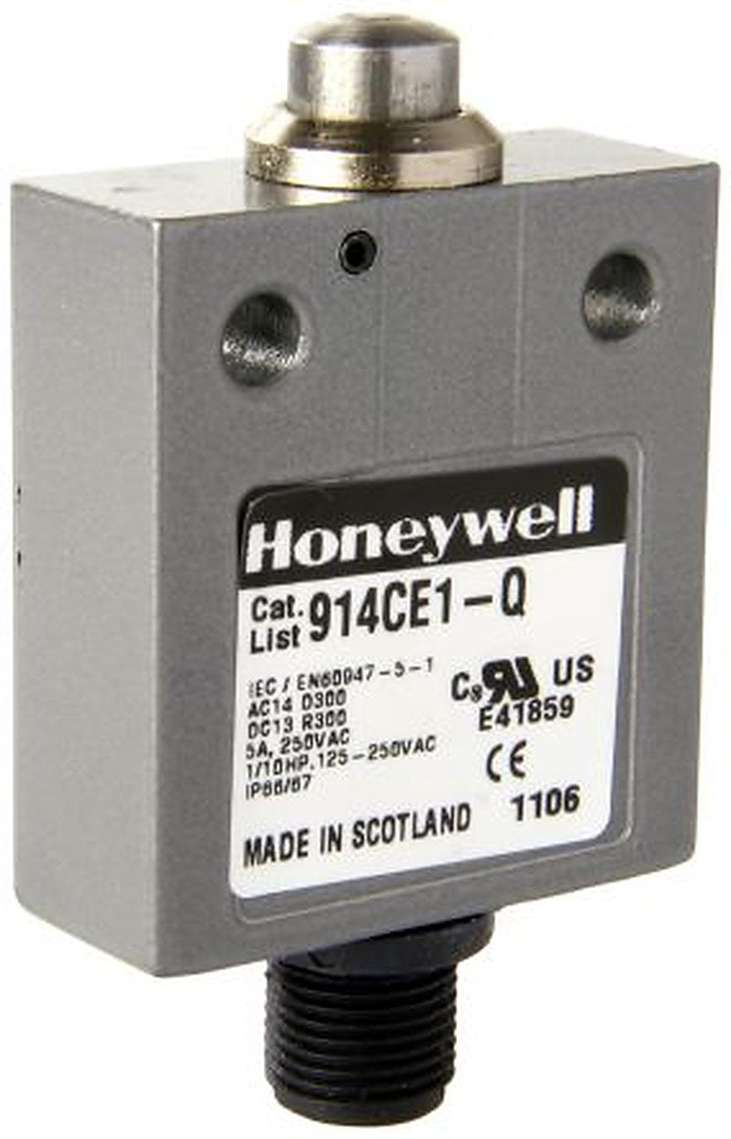 Honeywell 914CE Series Plunger Limit Switch, SPDT, IP66, IP67, IP68, Die Cast Zinc Housing, 250V ac, 5A