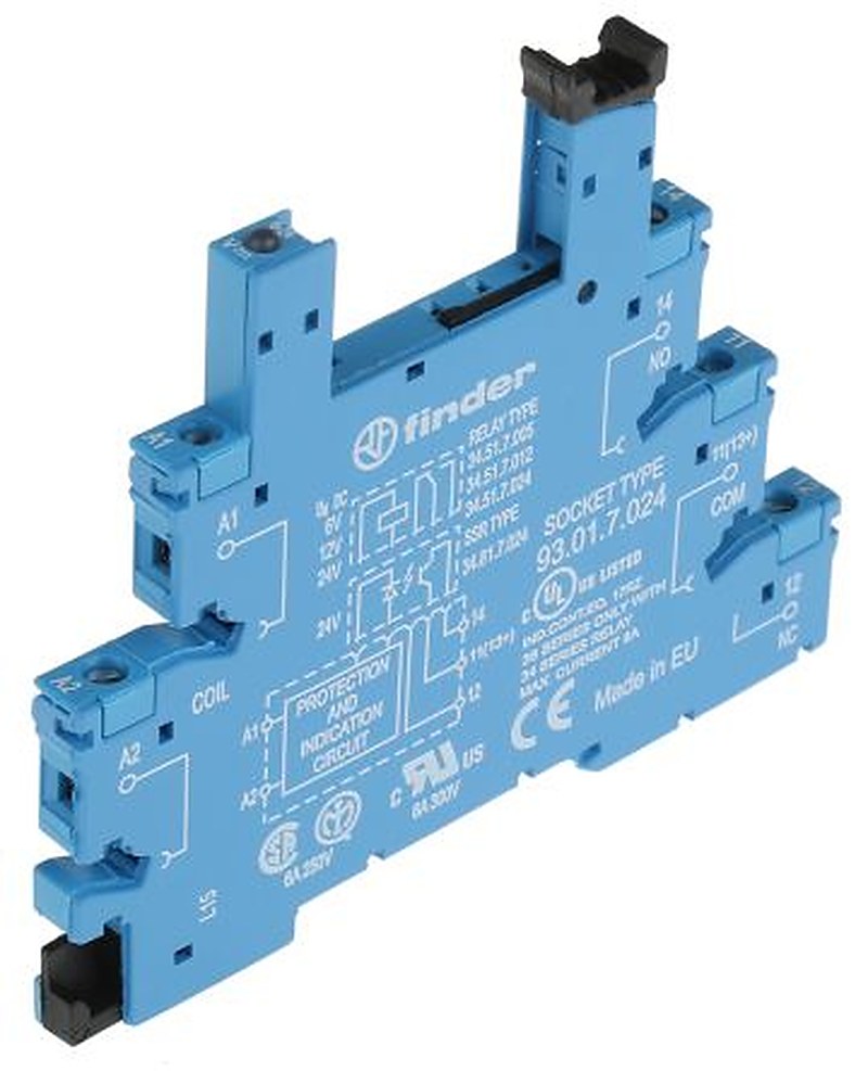 Finder 93 5 Way 24V dc DIN Rail Relay Socket, for use with 34.51 Series Relay, 34.81