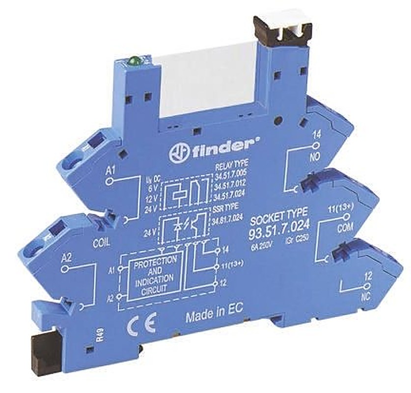 Finder 93 5 Way 250V ac DIN Rail Relay Socket, for use with 34.81, 34.51 Series Relay