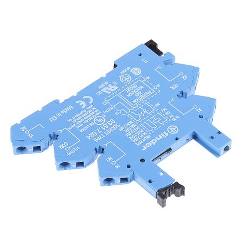 Finder 93 5 Way 12V dc DIN Rail Relay Socket, for use with 34.51 Series Relay