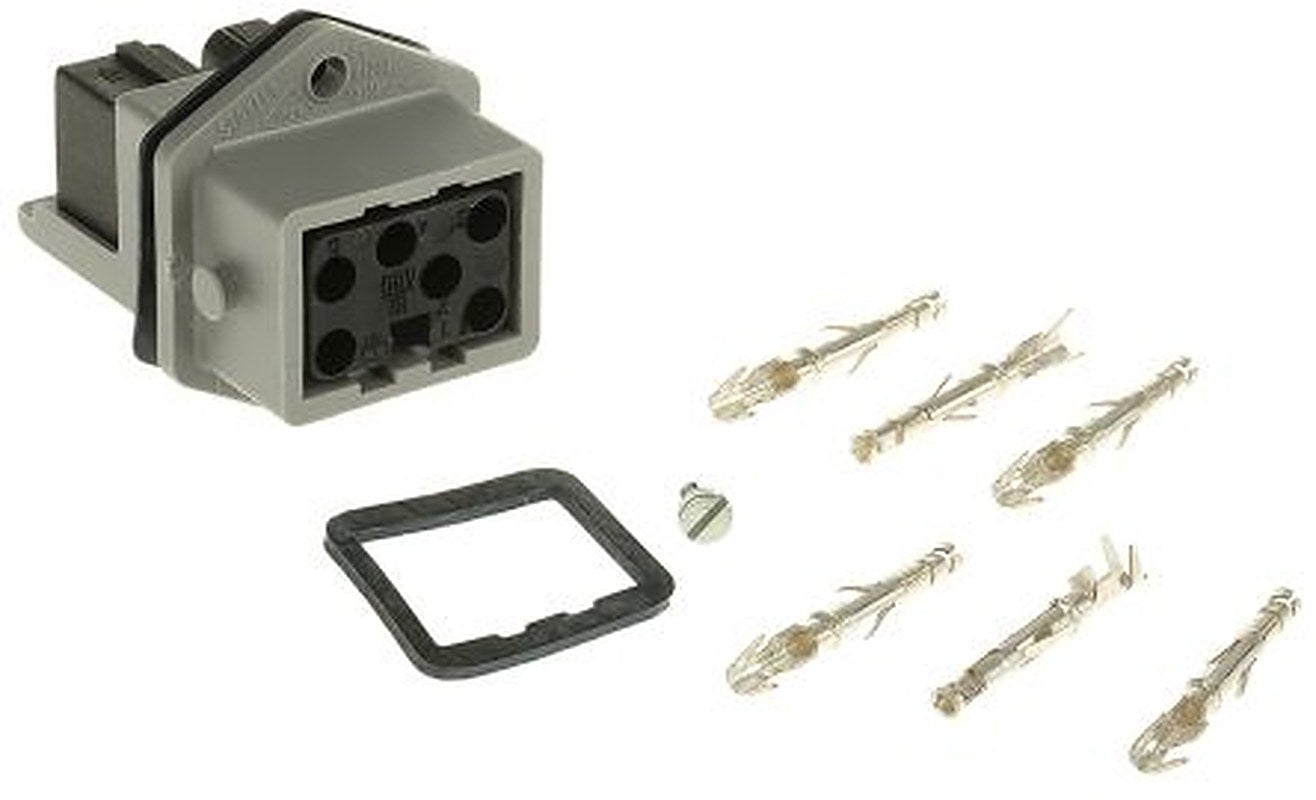 Hirschmann, ST IP54 Grey Heavy Duty Power Connector, Panel Mount, 5P+PE, Rated At 10A, 400V
