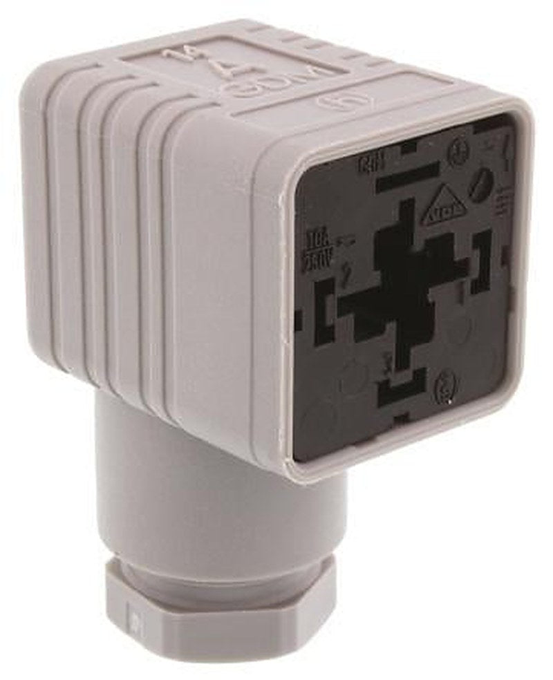 Hirschmann 2P+E DIN 43650 A Solenoid Valve Connector, Female, Central Nut, GDM Series, 16A, 250 V ac/dc, IP65